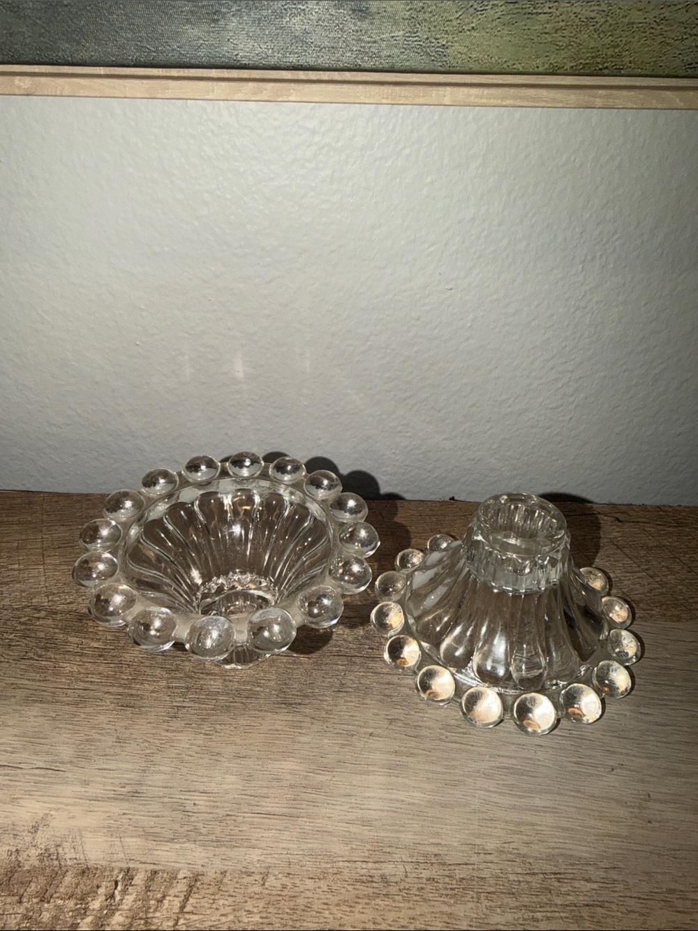 Clear Vintage Glass Candle Holders– Set of 2